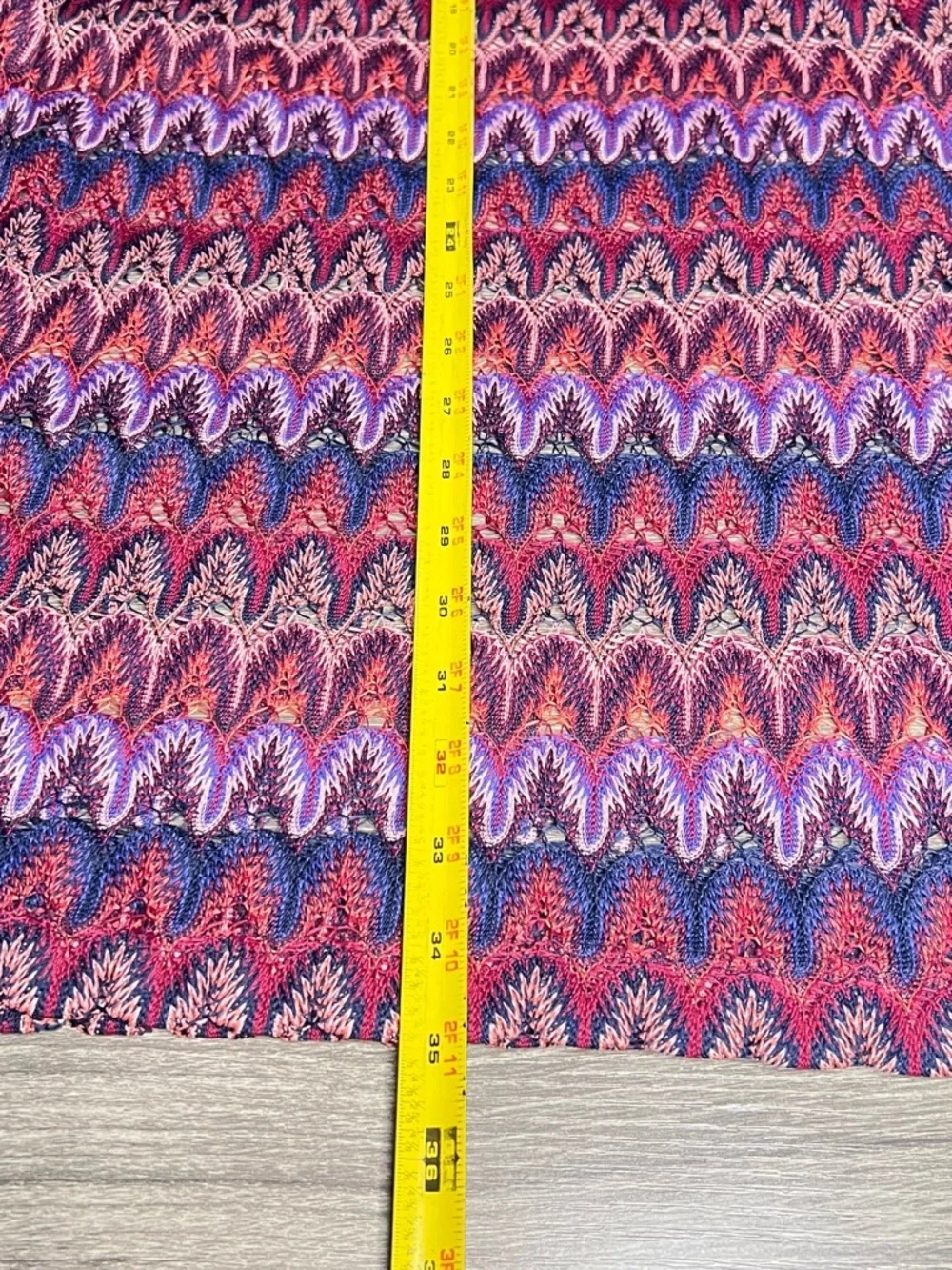 Karen Kane Burgundy-Multi Stretch Crochet Knit Maxi Skirt Sz XS Career Casual